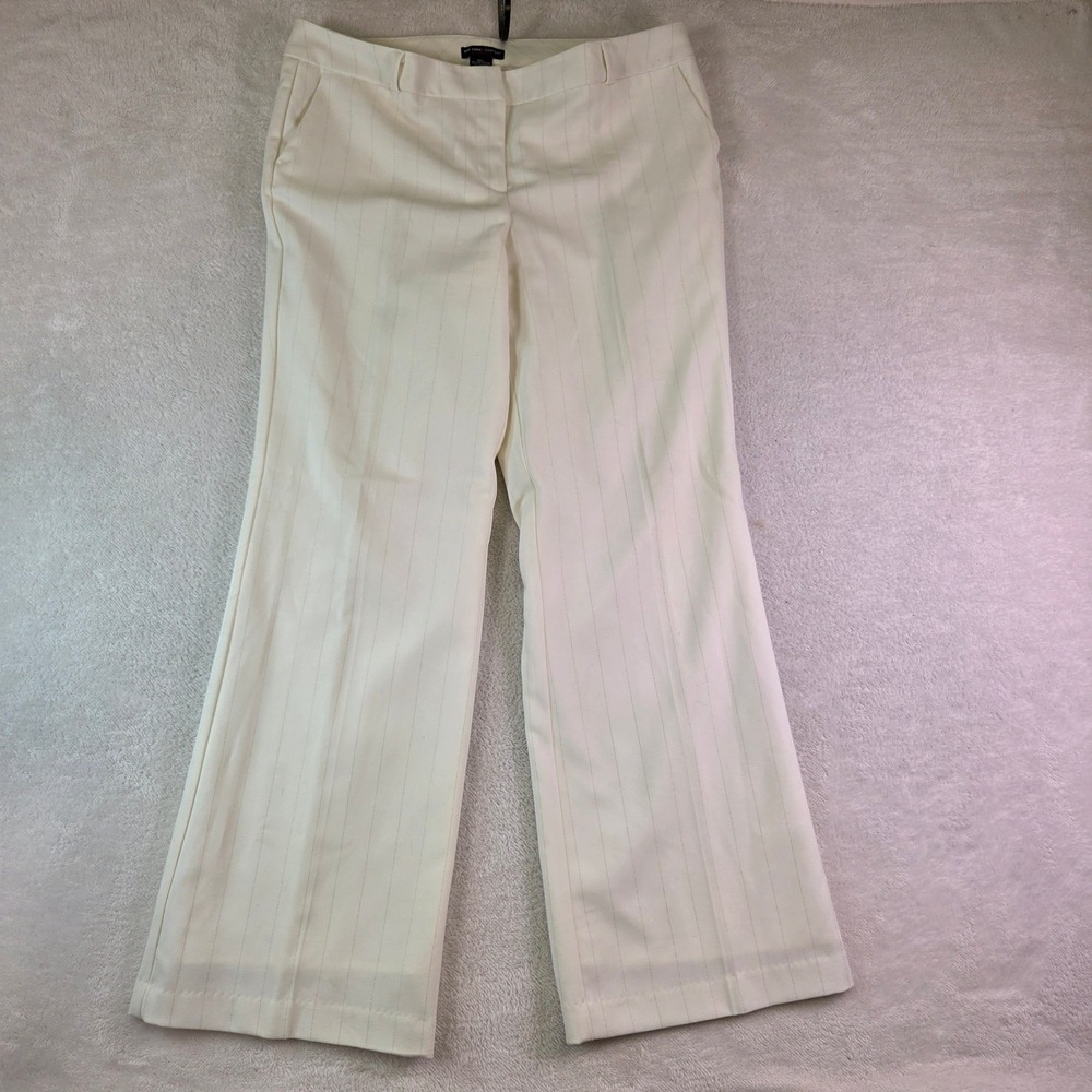 New York & Company Cream Pinstripe Dress Trousers